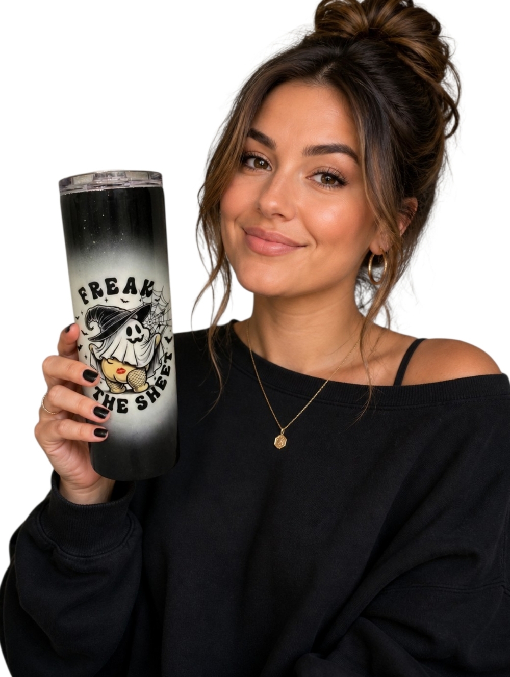 Handmade 30oz Epoxy Skinny Tumbler Halloween Ghost Glitter Stainless Steel Cup